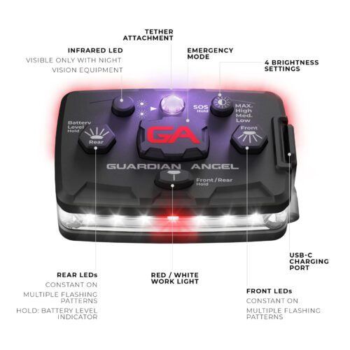 Guardian Angel Elite Series Infrared Hybrid White-Red Wearable Safety Light - Product Details