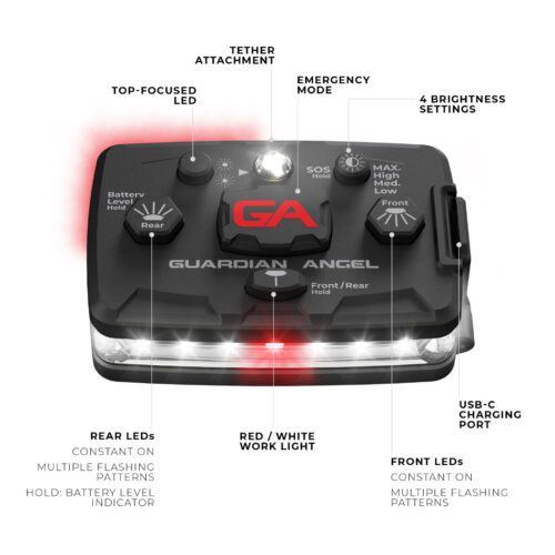 Guardian Angel Elite Series White White-Red Wearable Safety Light - Product Details