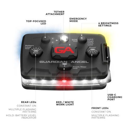 Guardian Angel Elite Series White-Blue/Yellow Wearable Safety Light - Product Detail