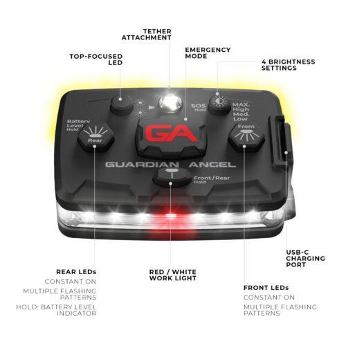 Guardian Angel Elite Series White-Yellow Wearable Safety Light - Product Detail