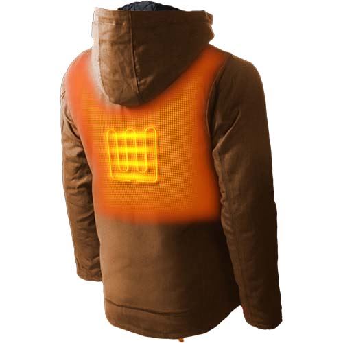 Gobi Heat Grit Men's Heated Workwear Jacket - Camel-Back View-Heat On